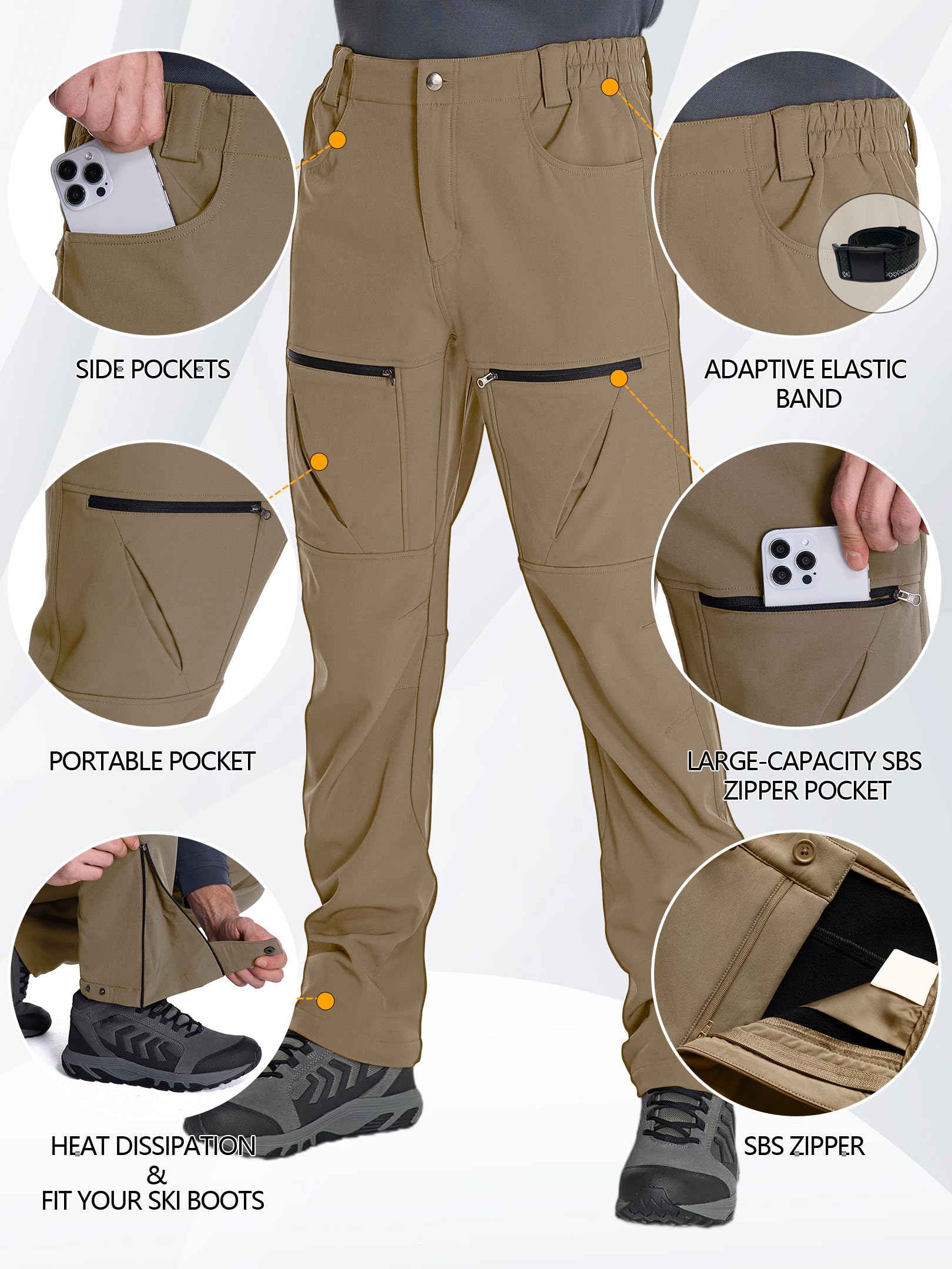 Yevtzl elastic-waist snow pants, comfortable daily wear and outdoor activity.