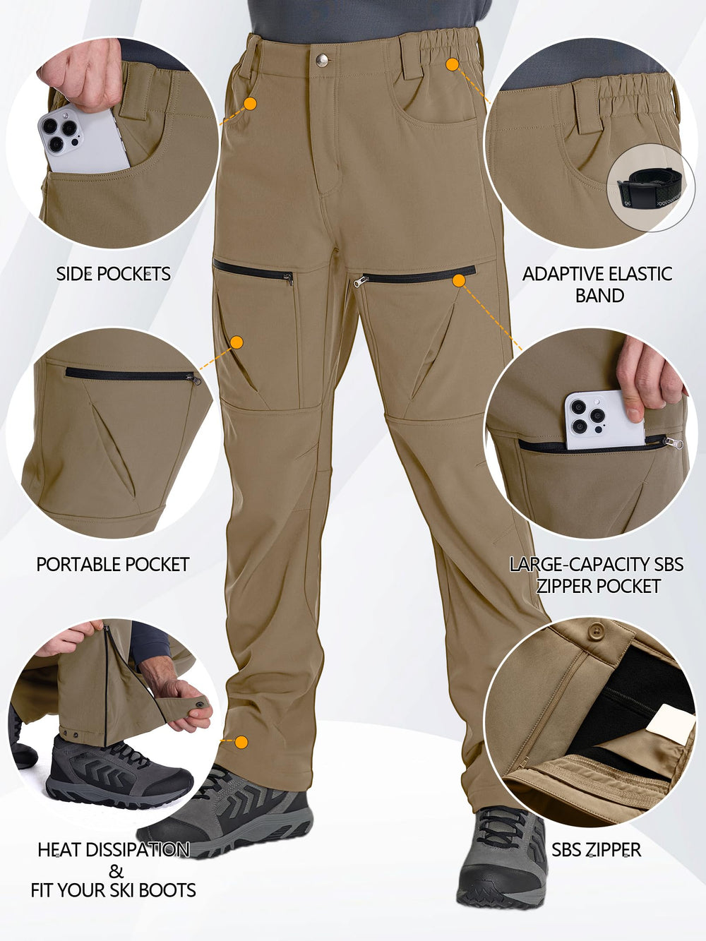 Yevtzl elastic-waist snow pants, comfortable daily wear and outdoor activity.