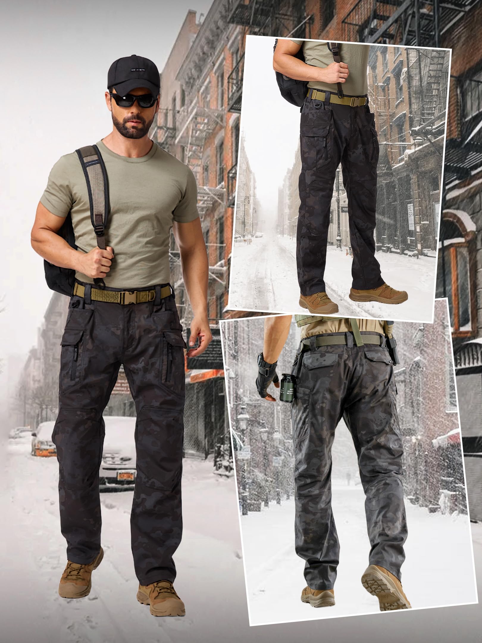 Yevtzl men's winter tactical pants 12-pocket design keeps gear organized.