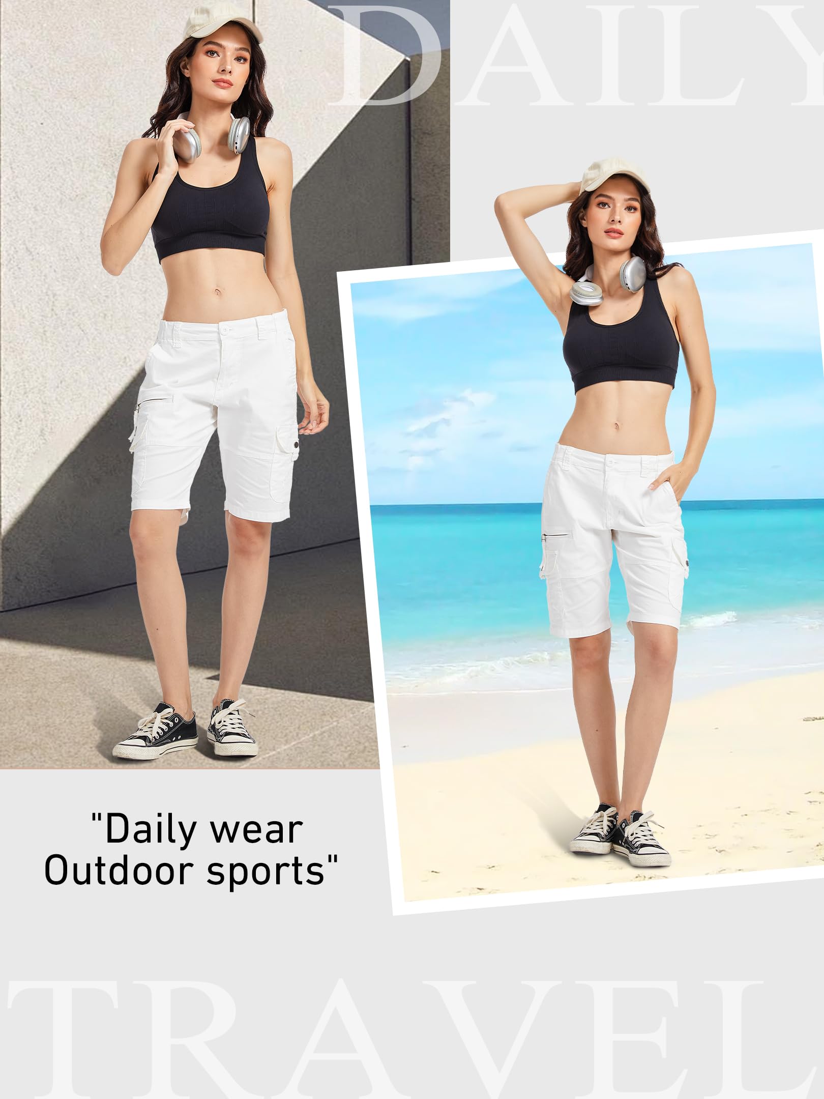 Yevtzl off-white safari shorts pair with outdoor tops for versatile style