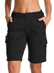 Yevtzl women's hiking cargo shorts front view with accessible pockets and relaxed fit.