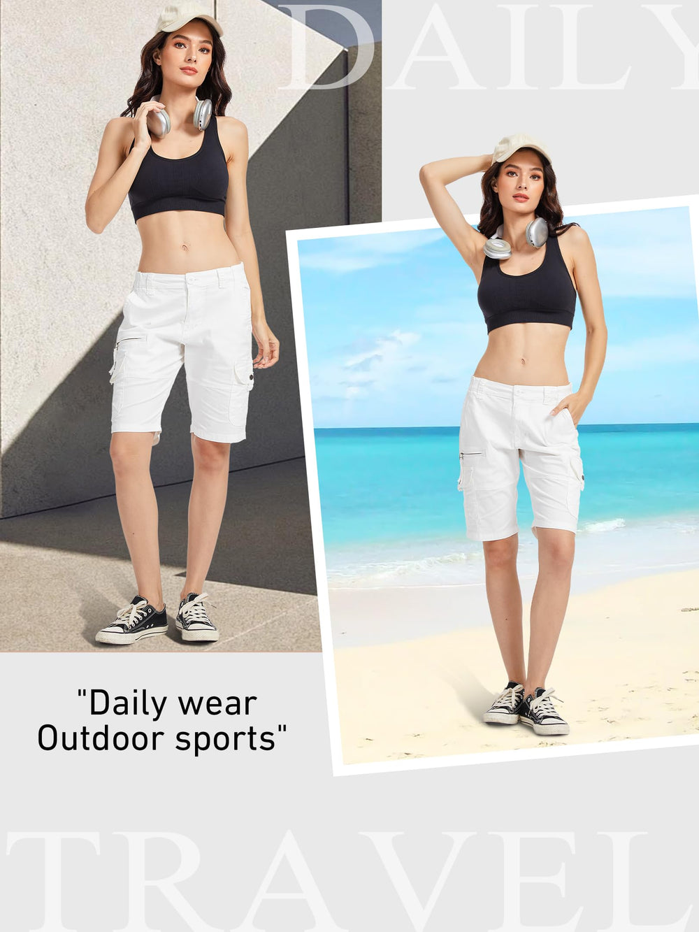 Yevtzl women's hiking cargo shorts full outfit for outdoor adventures.