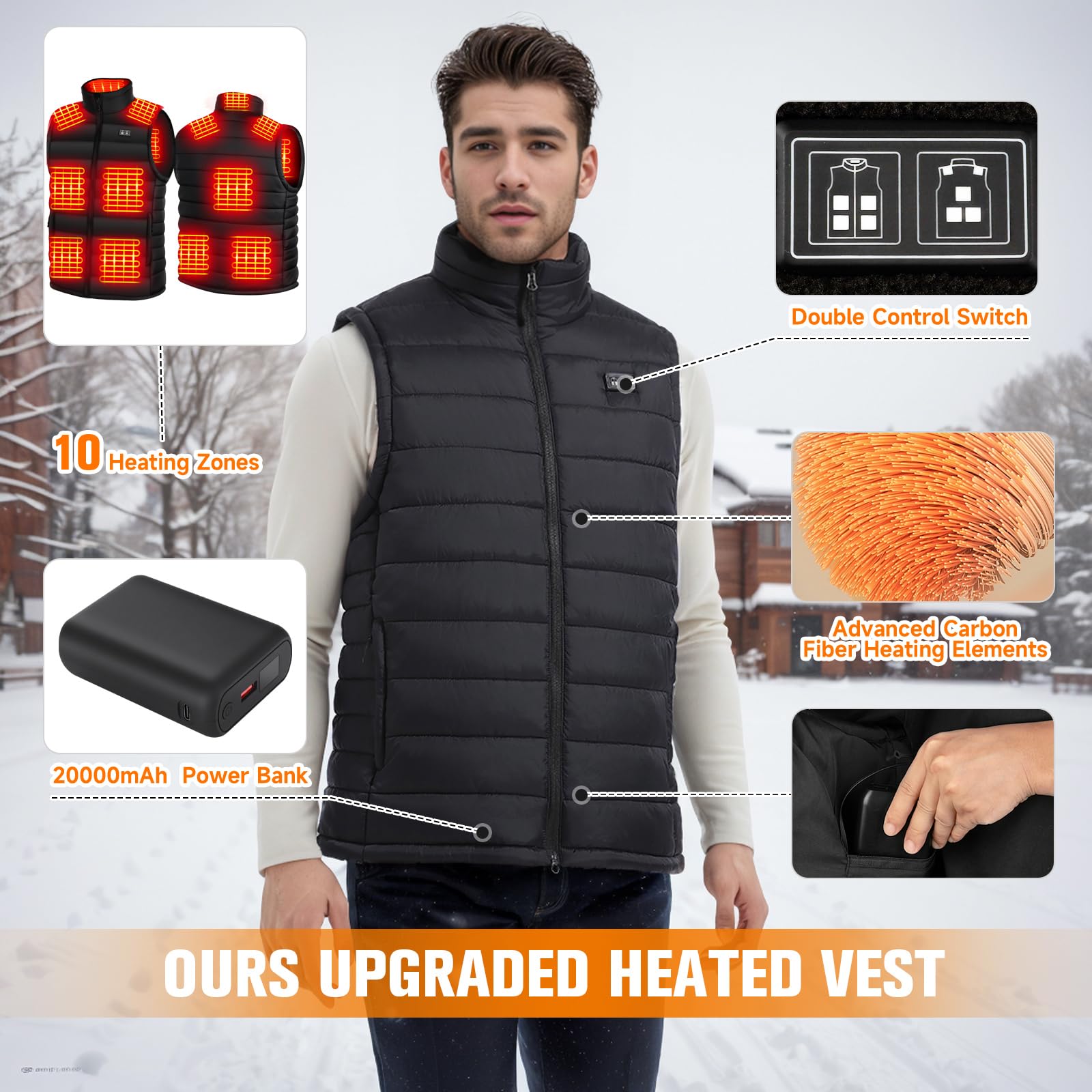 yeyeeyyee heated vest durable water-resistant material for all-weather use