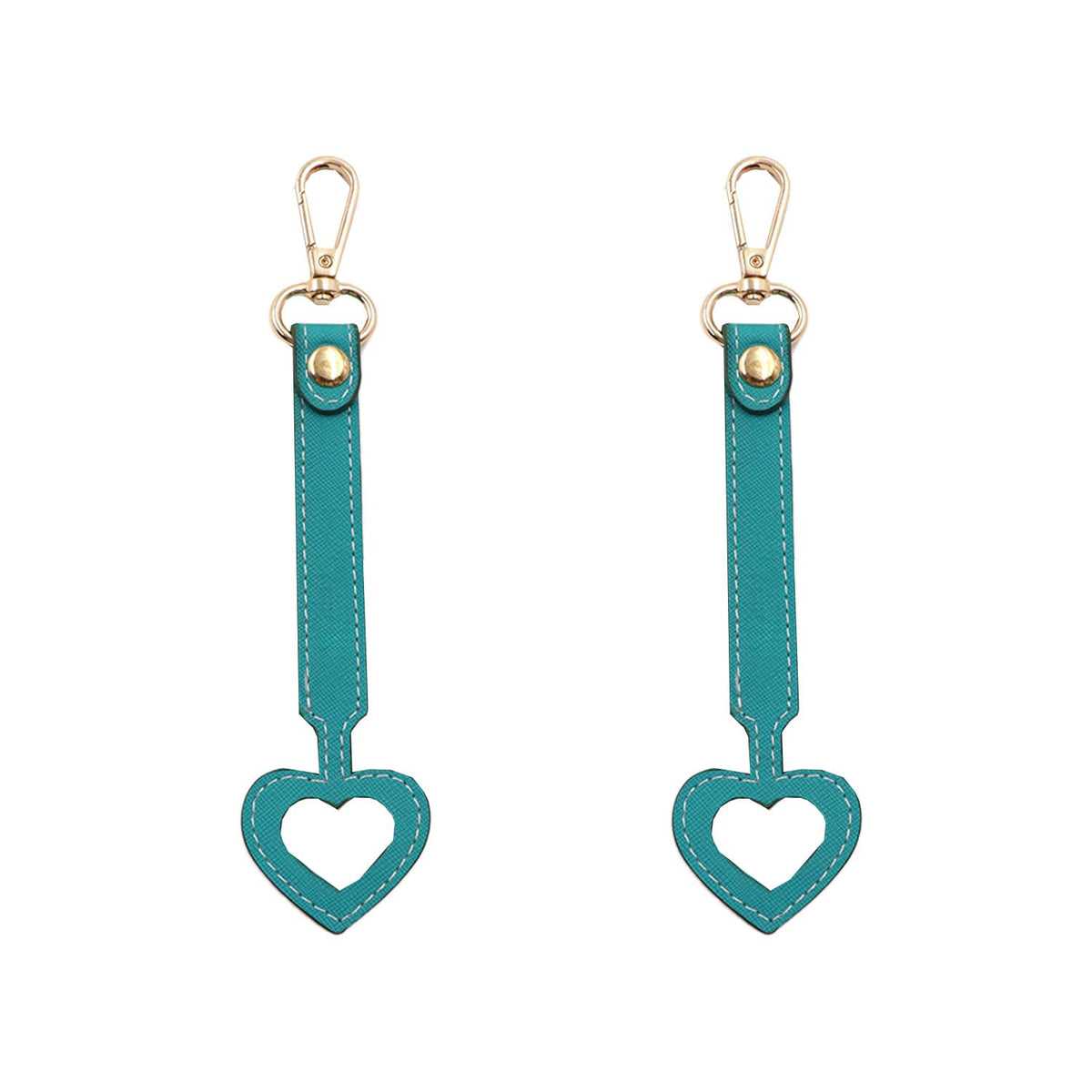YEZILUU heart-shaped hat clip in dark blue vegan leather demonstrates secure hands-free storage.