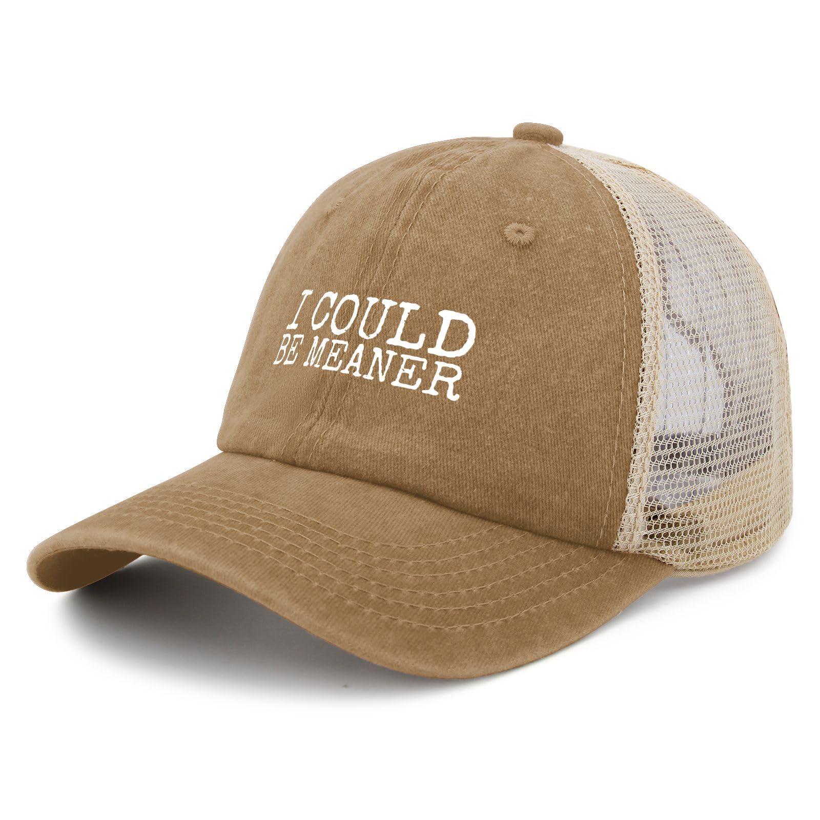 YFKFYTG I Could Be Meaner Hat, back view, adjustable strap for a perfect fit.
