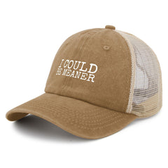 YFKFYTG I Could Be Meaner Hat, back view, adjustable strap for a perfect fit.