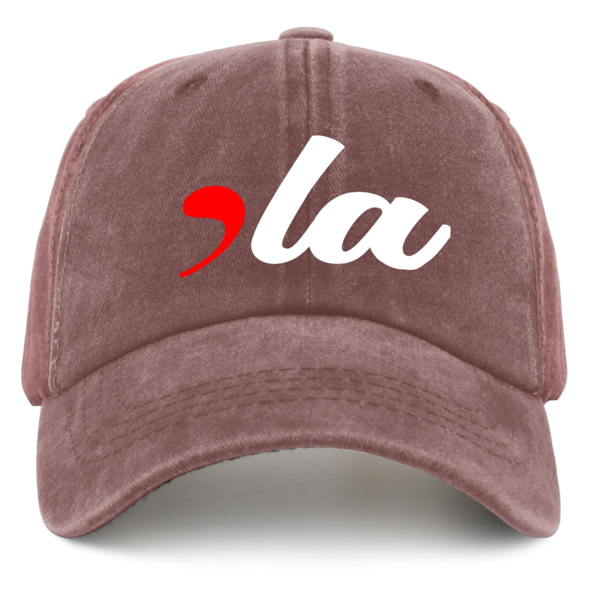 YFKFYTG wine red washed denim cap front view showing casual summer style and comfort