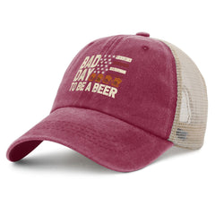 YFKFYTG Bad Day To Be A Beer hat back view with adjustable buckle
