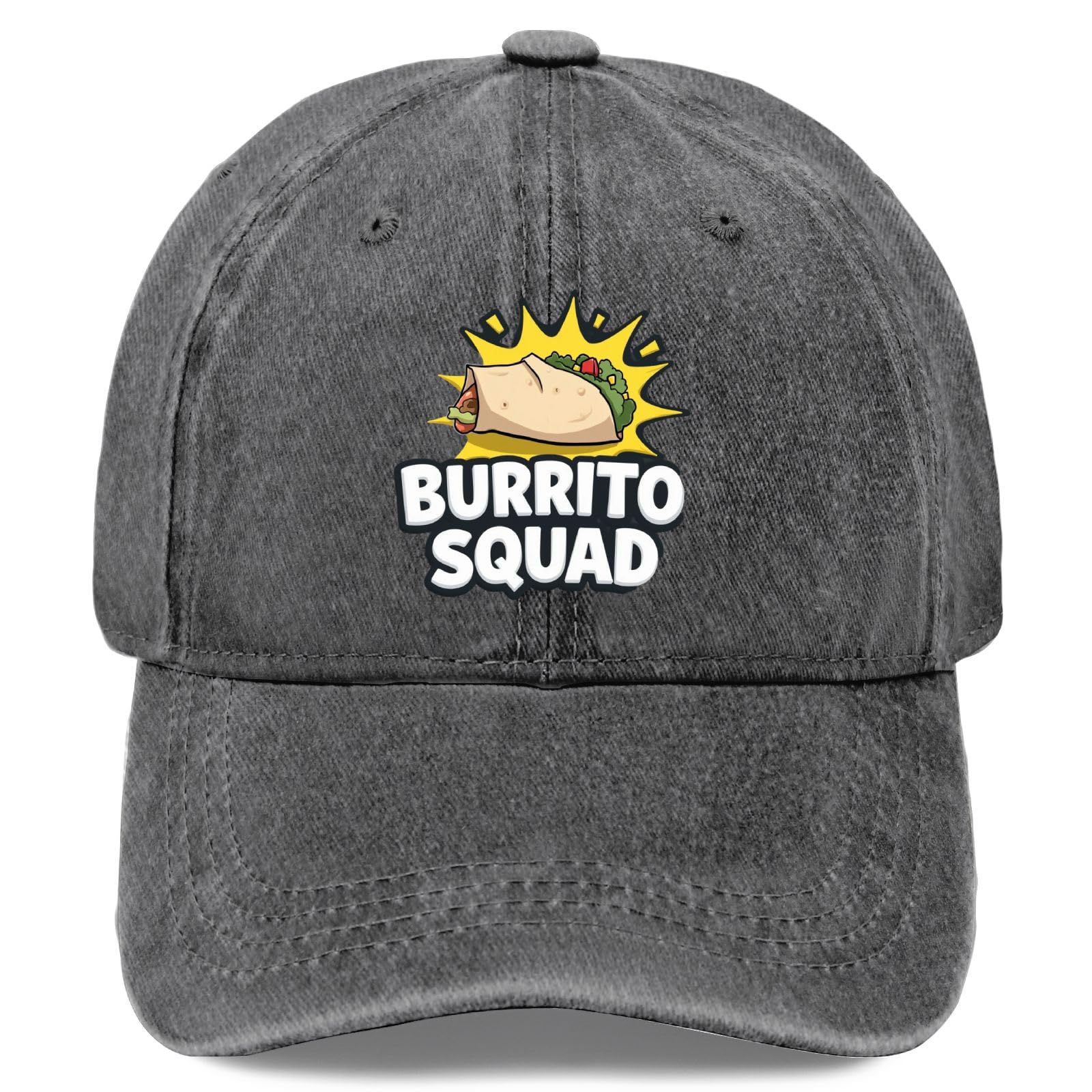 YFKFYTG Burrito Squad Hat back mesh provides breathability during outdoor activities.