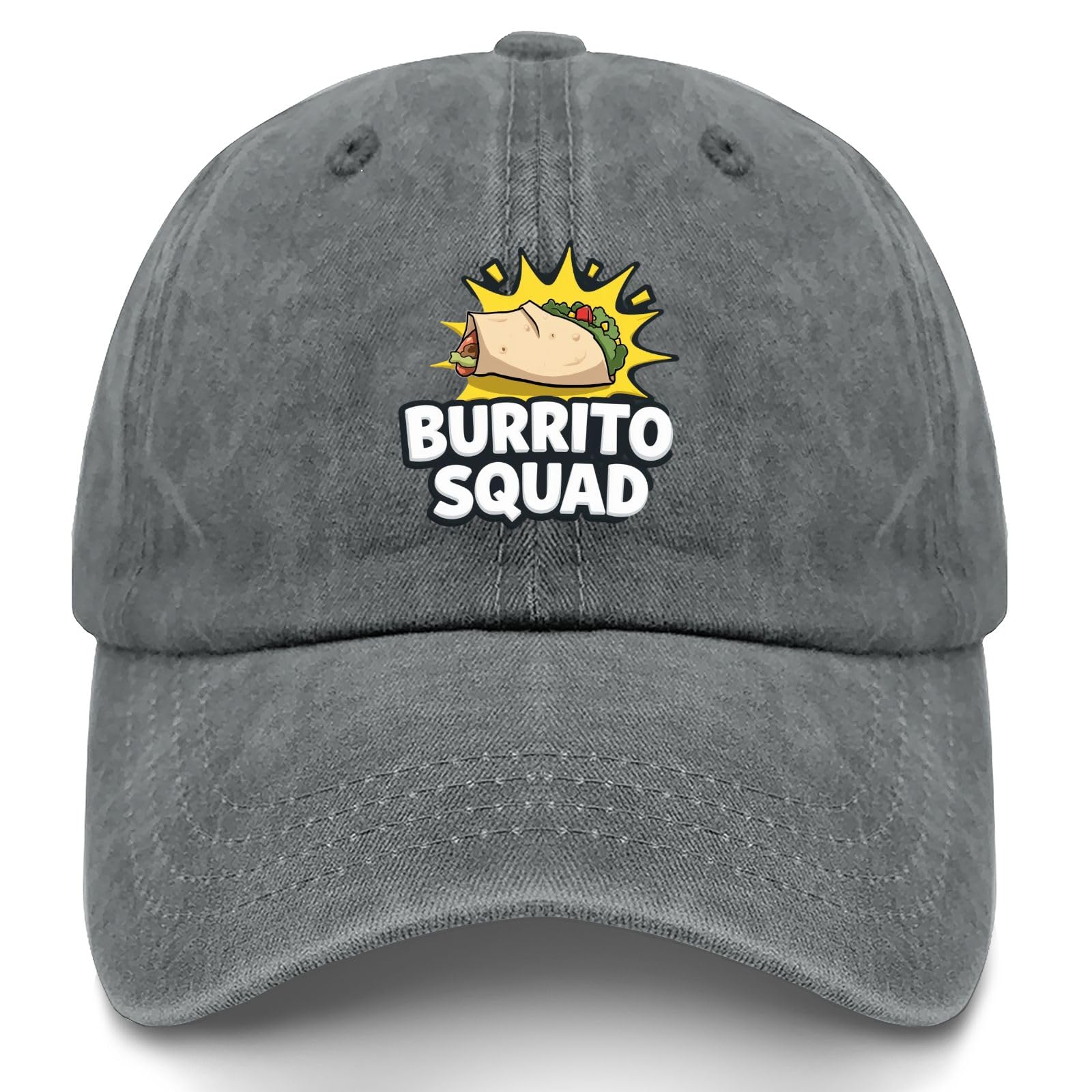 YFKFYTG Burrito Squad Hat front view in light grey for casual daily wear.