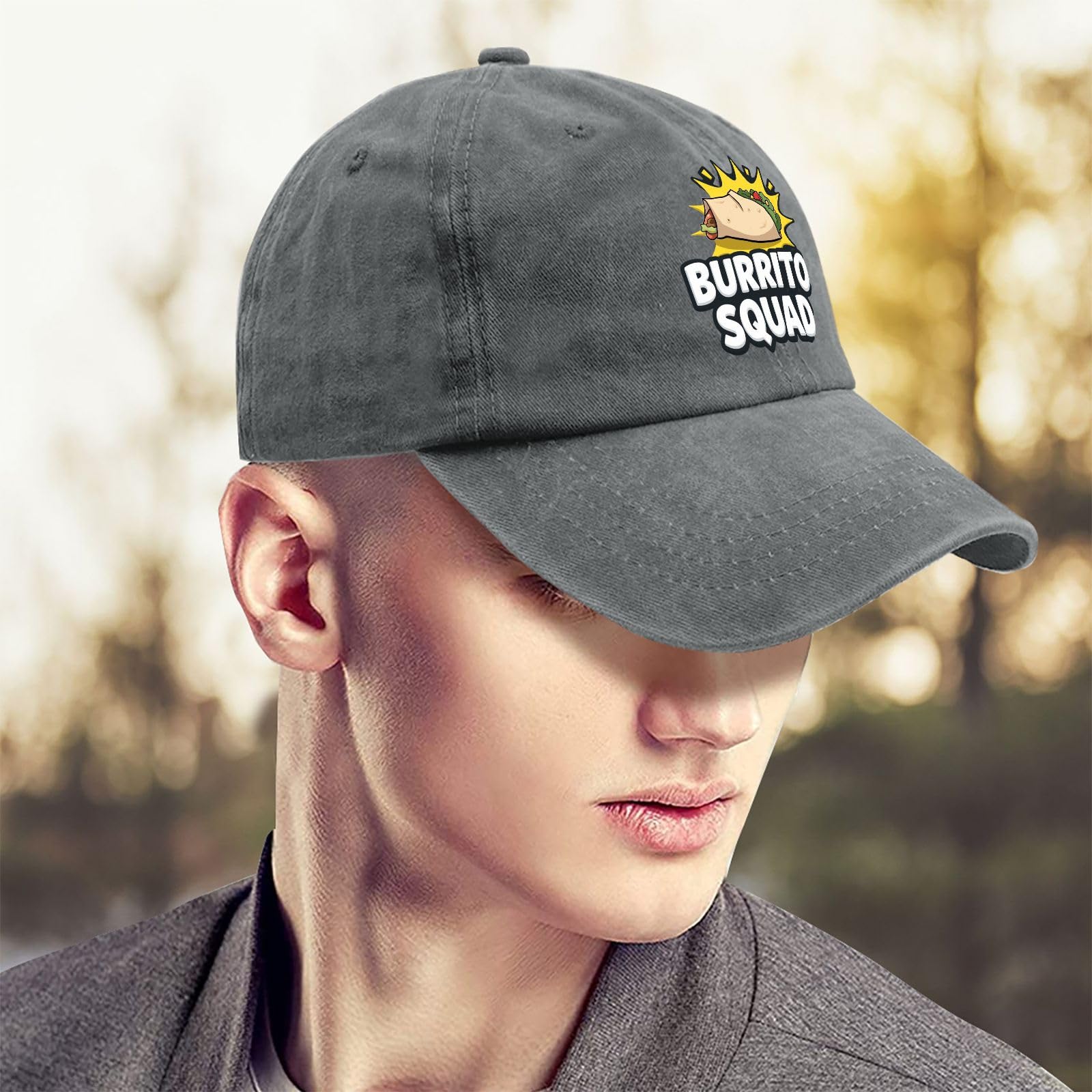 YFKFYTG Burrito Squad Hat washed finish adds retro charm.
