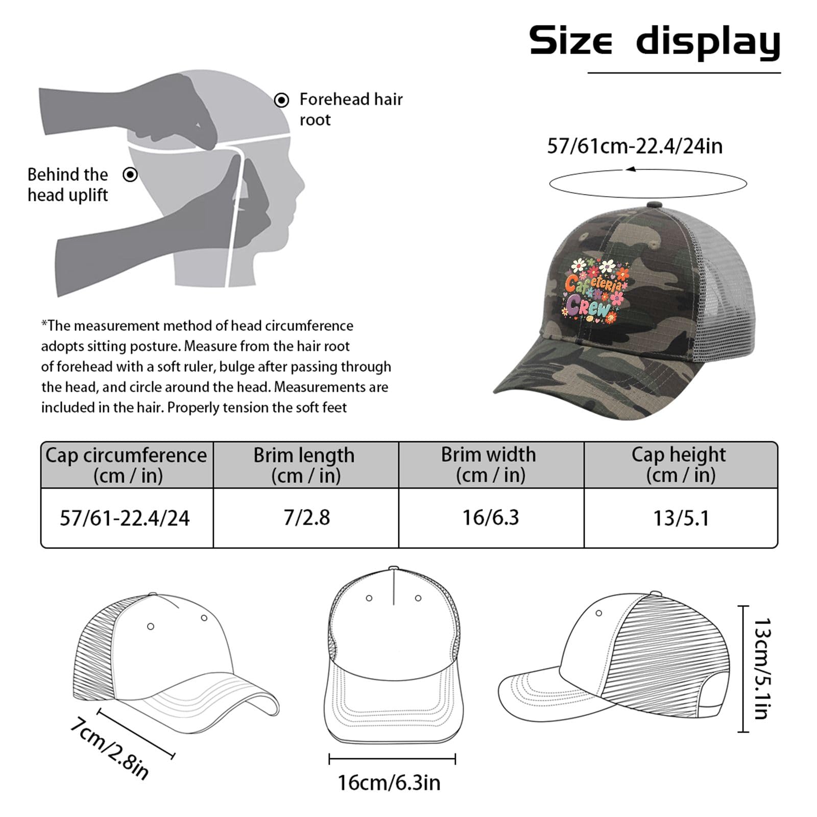 YFKFYTG Cafeteria Crew Hat outdoor use, ideal for travel and hiking.