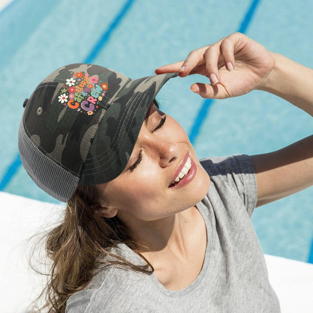 YFKFYTG Cafeteria Crew Hat packable design fits in a backpack.