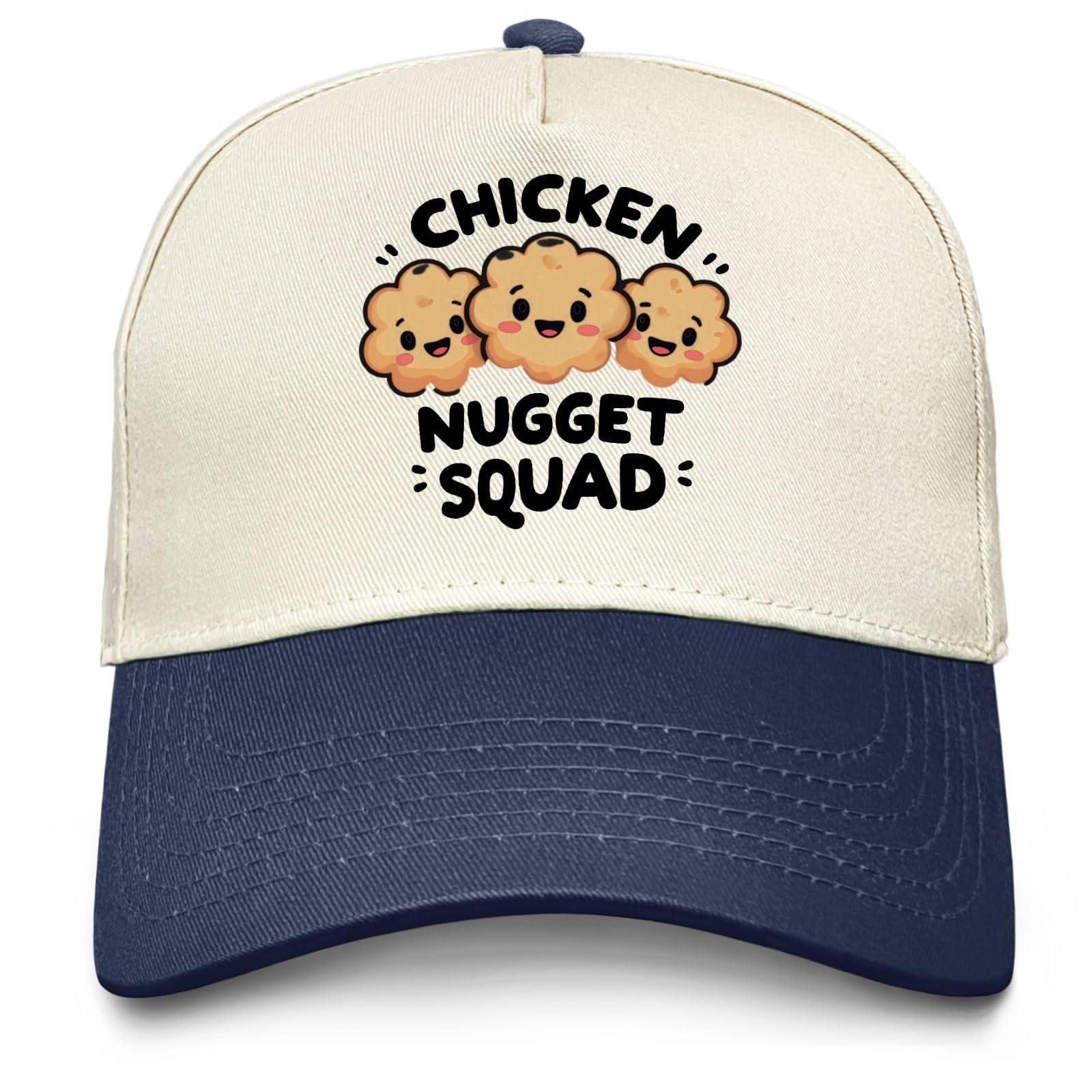 YFKFYTG Chicken Nugget Squad Hat women dark blue front view, breathable comfort for daily wear.
