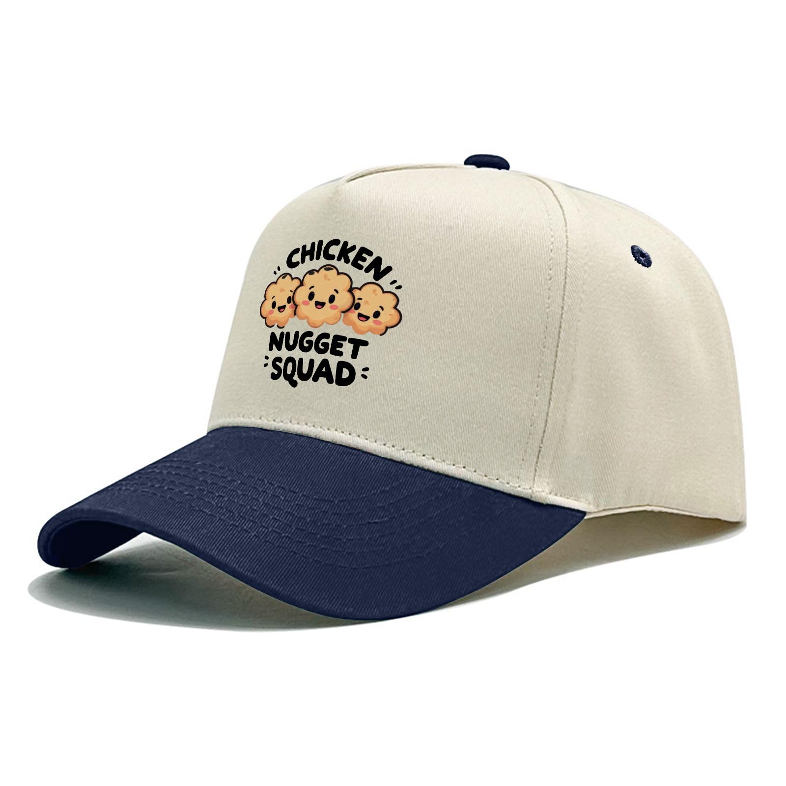 YFKFYTG Chicken Nugget Squad Hat women dark blue side view, lightweight mesh for summer.