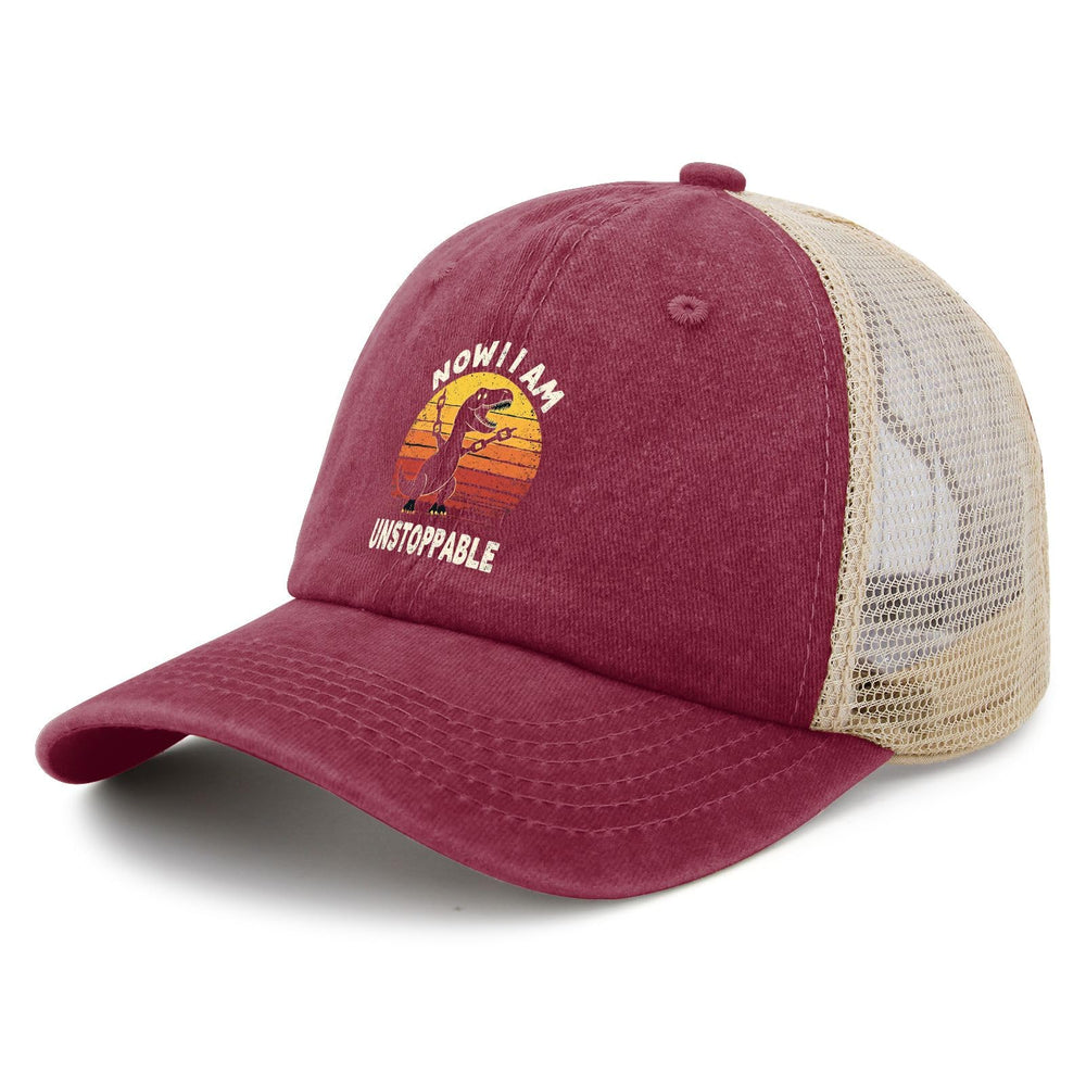 YFKFYTG dinosaur hat back strap view with adjustable fit.