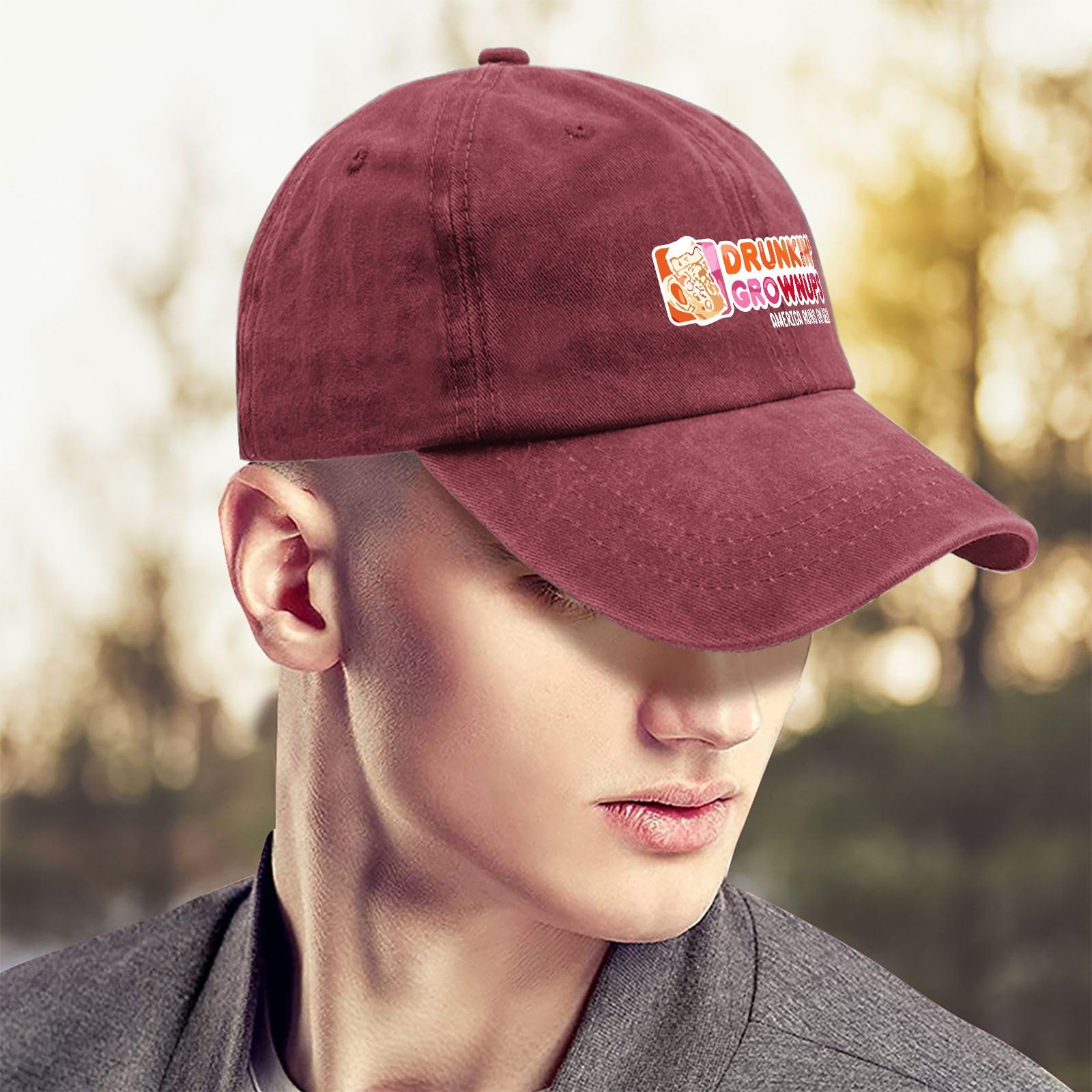YFKFYTG Drunken Grownups beer hat mesh detail showing back panel for sweat control