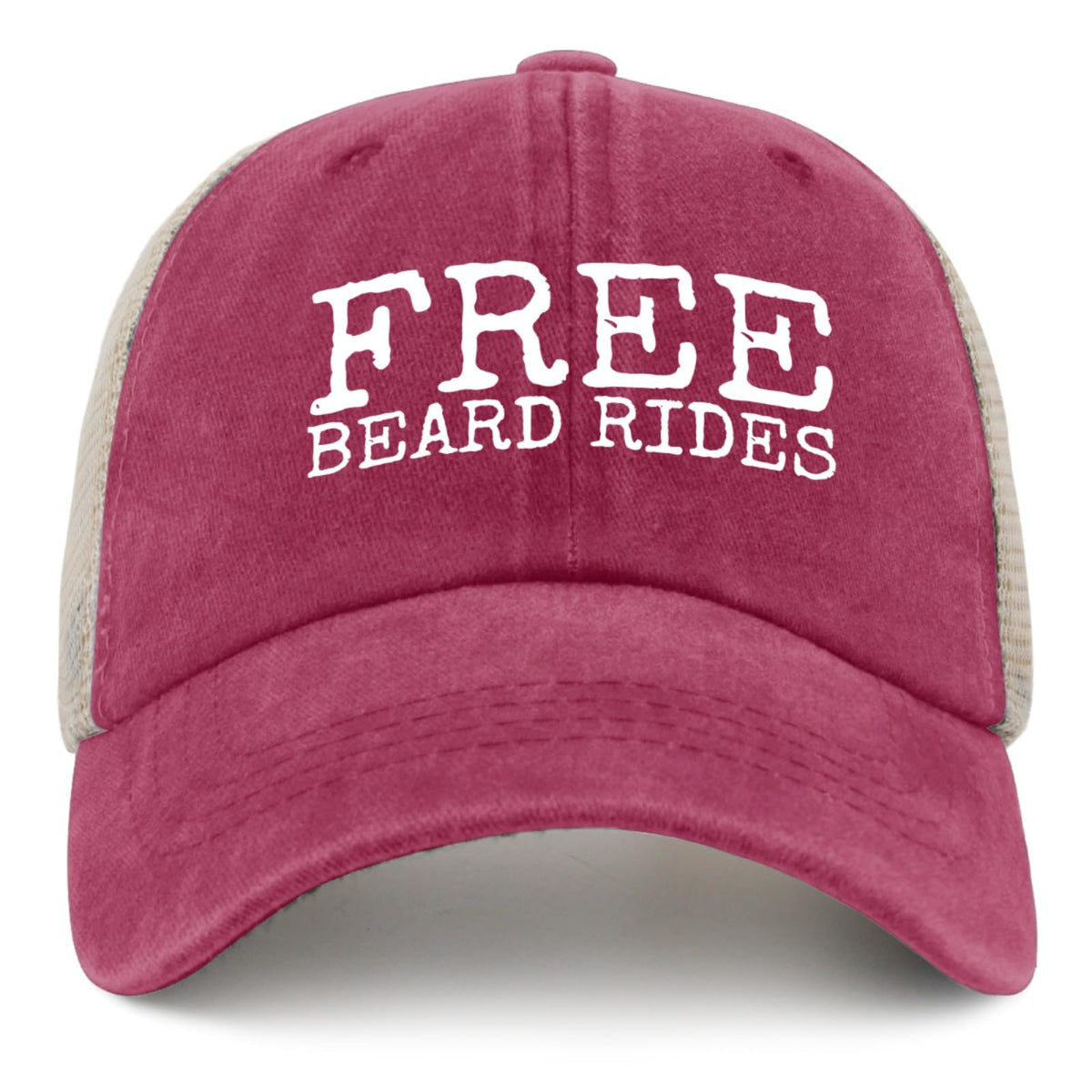 YFKFYTG Free Beard Rides hat front view, stylish vintage look for sunny days.