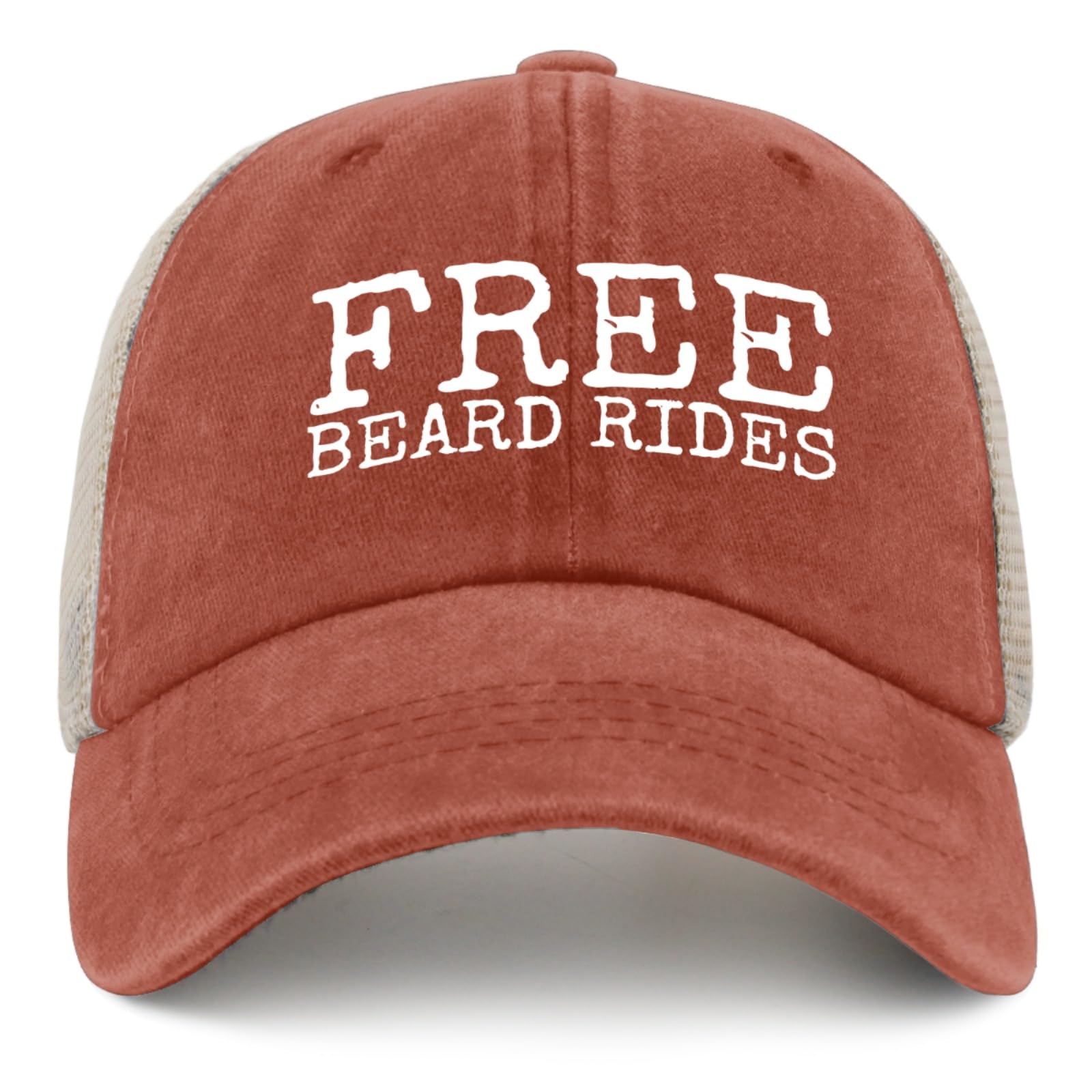 YFKFYTG Free Beard Rides hat in orange offers breathable comfort for sunny days.