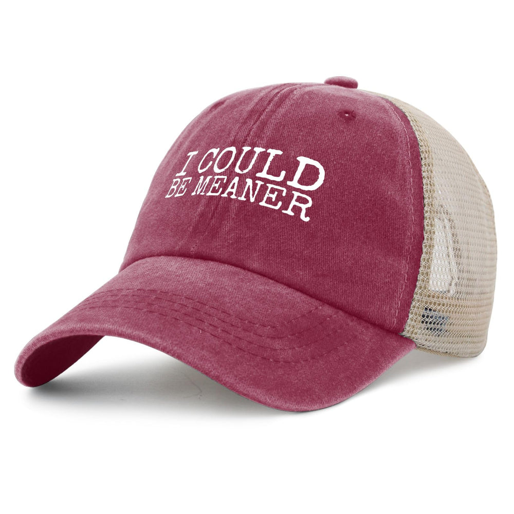YFKFYTG I Could Be Meaner Hat back view highlighting mesh panels for airflow