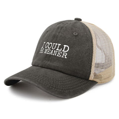 YFKFYTG I Could Be Meaner Hat back view showing breathable mesh for hot days.