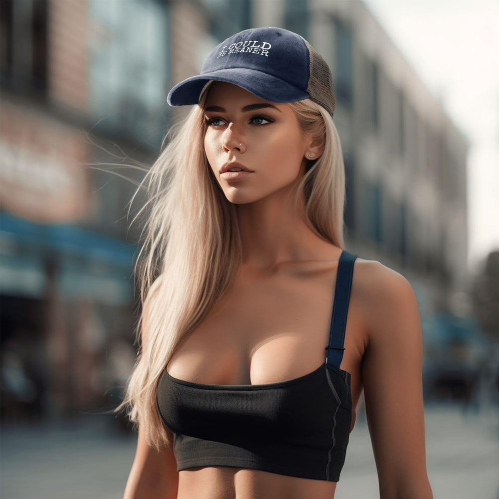 YFKFYTG I Could Be Meaner hat worn for casual day out