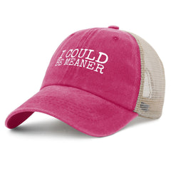 YFKFYTG I Could Be Meaner Hat denim texture, retro style for everyday outfits
