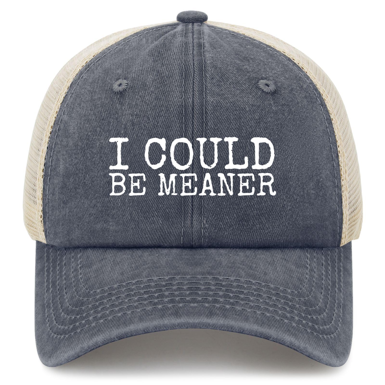 YFKFYTG I Could Be Meaner hat front view with breathable mesh for summer comfort