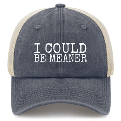 YFKFYTG I Could Be Meaner hat front view with breathable mesh for summer comfort