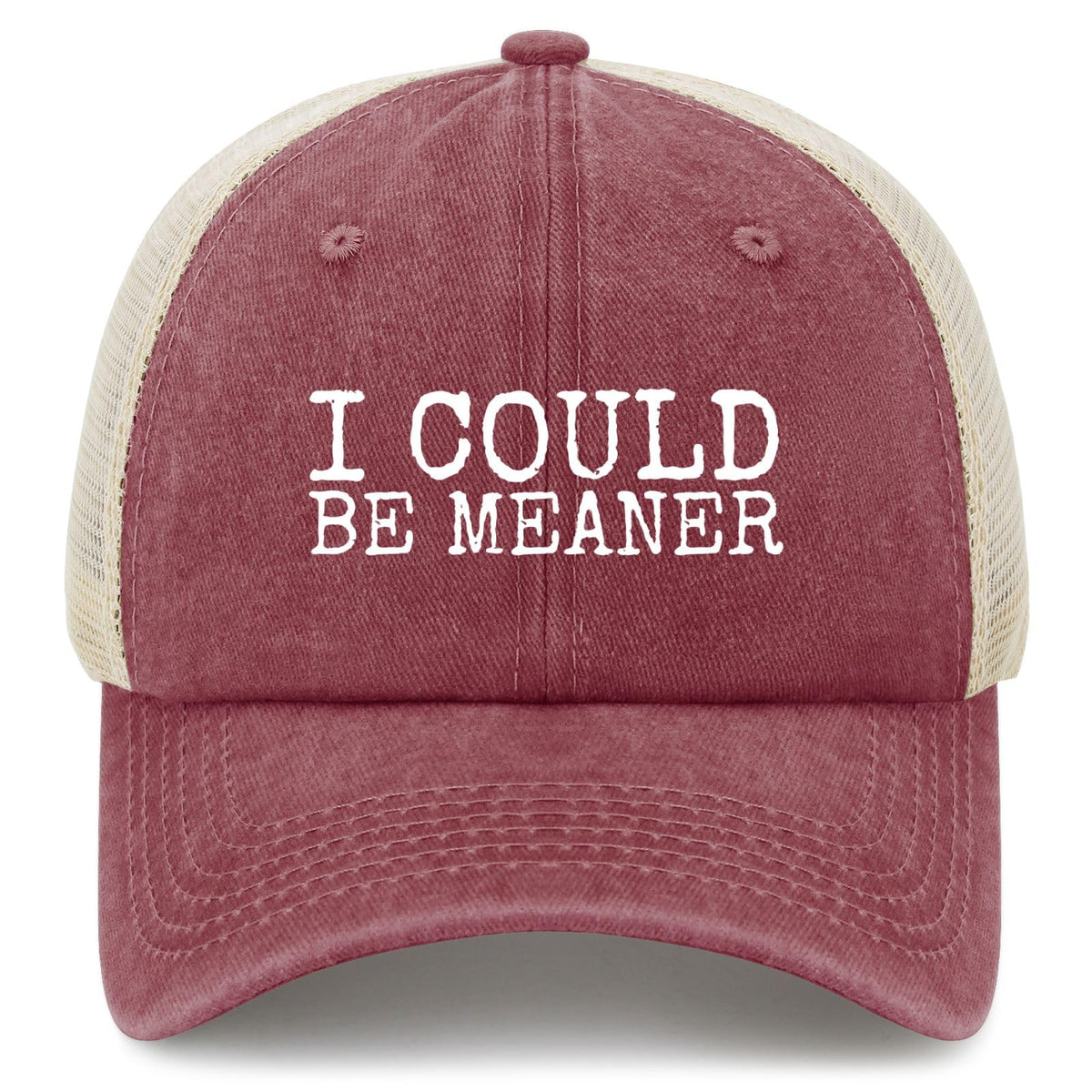 YFKFYTG I Could Be Meaner Hat front view with breathable denim for daily wear