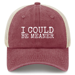 YFKFYTG I Could Be Meaner Hat front view with breathable denim for daily wear