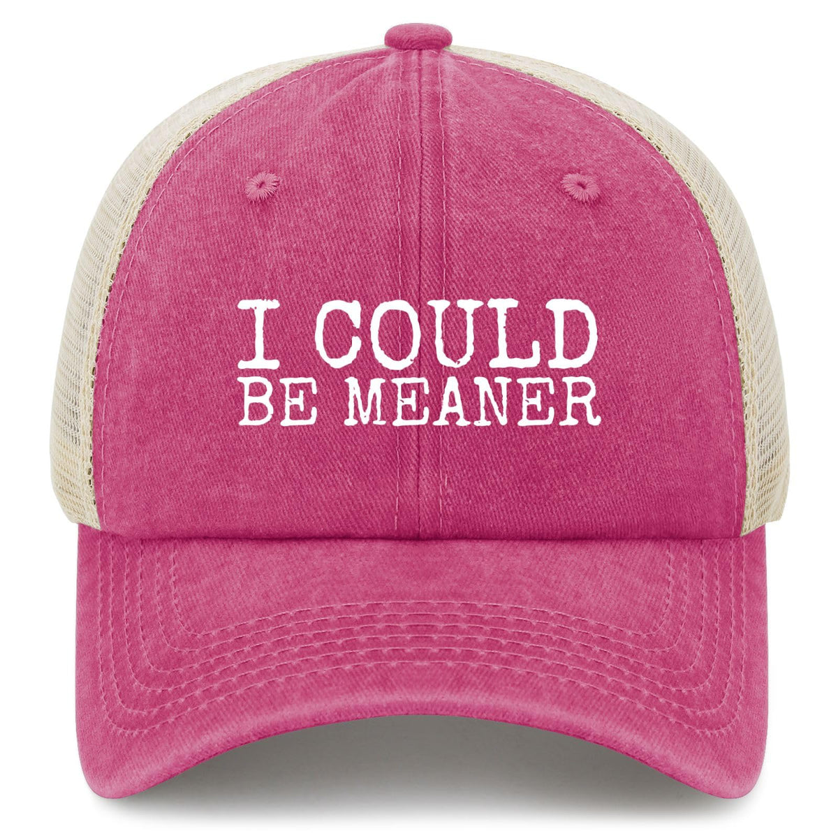 YFKFYTG I Could Be Meaner Hat pink front view, comfortable daily wear