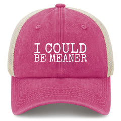 YFKFYTG I Could Be Meaner Hat pink front view, comfortable daily wear