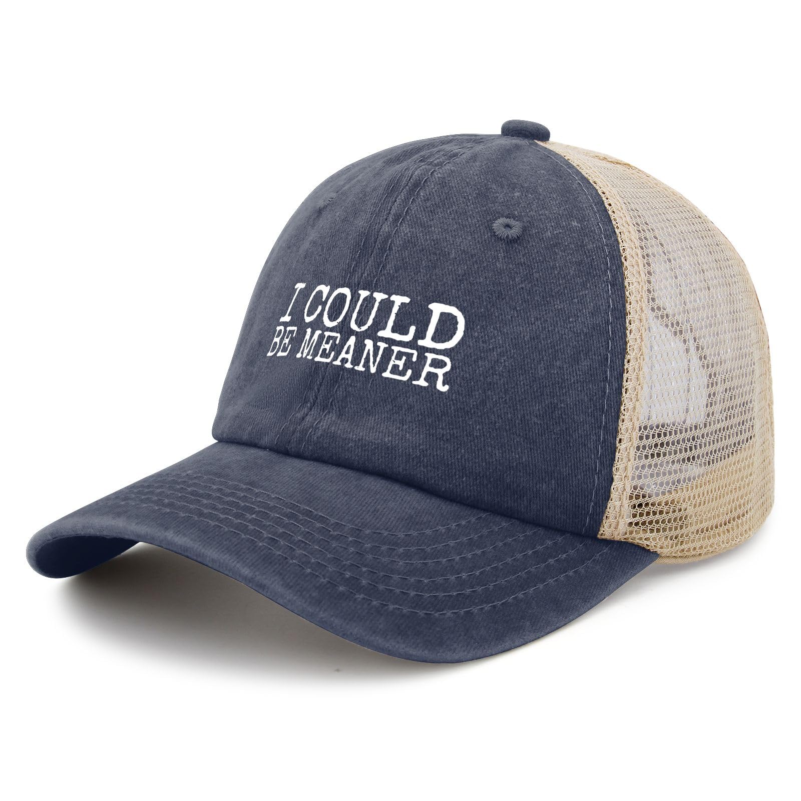 YFKFYTG I Could Be Meaner hat side profile showing adjustable strap