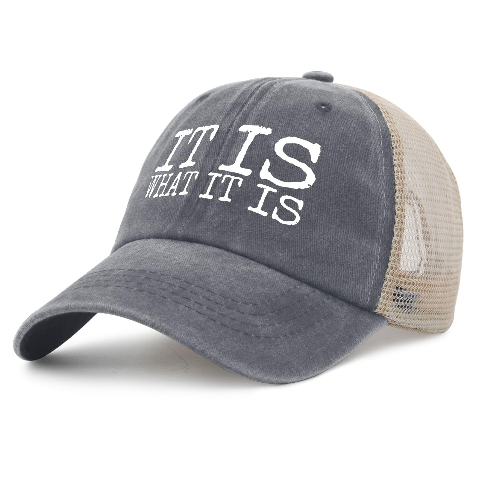 YFKFYTG It Is What It Is Hat back strap showing adjustable, secure fit