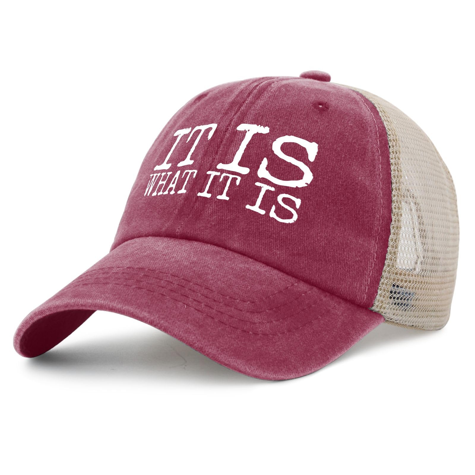 YFKFYTG It Is What It Is Hat denim texture for casual, versatile style.
