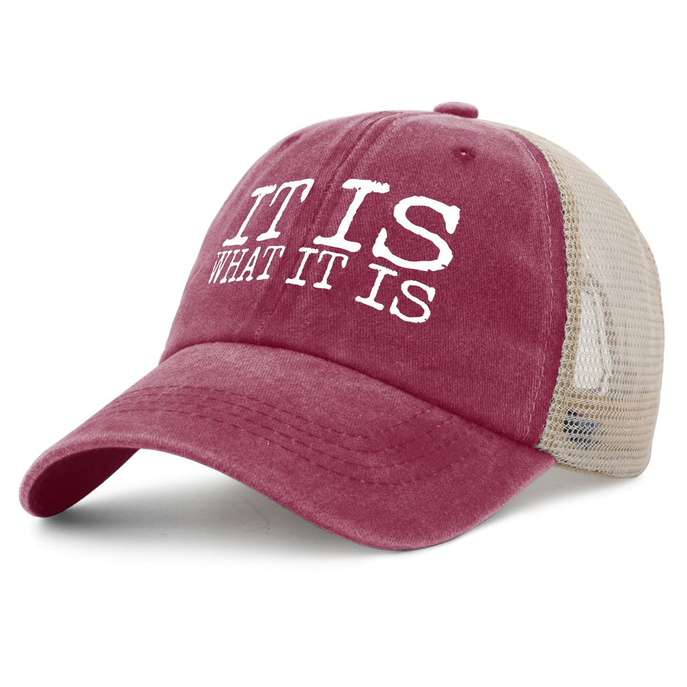 YFKFYTG It Is What It Is Hat denim texture for casual, versatile style.