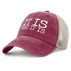 YFKFYTG It Is What It Is Hat denim texture for casual, versatile style.