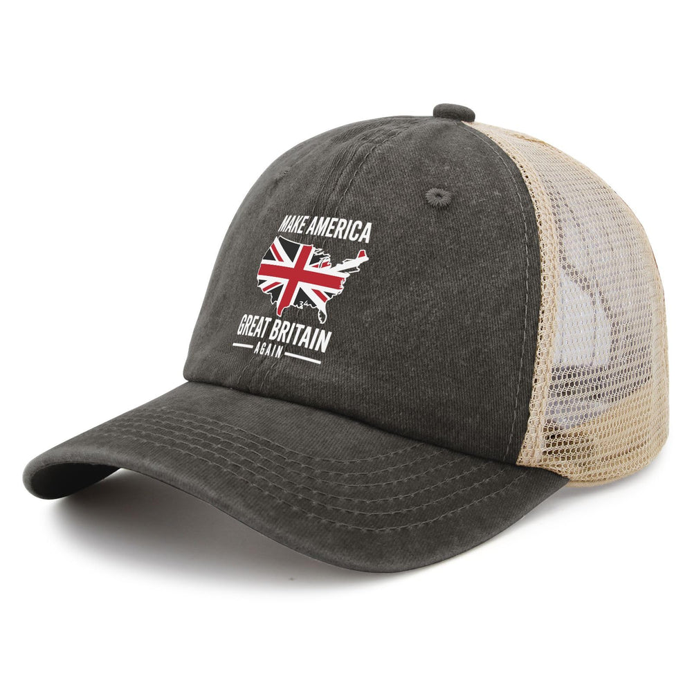 YFKFYTG Make America Great Britain Again hat, side profile, complements outdoor outfits.