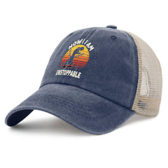 YFKFYTG Now I Am Unstoppable Dinosaur Hat back strap shows adjustable fit.
