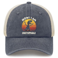 YFKFYTG Now I Am Unstoppable Dinosaur Hat front view for casual sun protection.