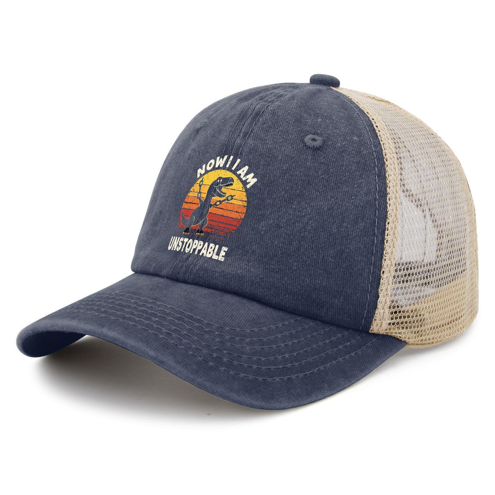 YFKFYTG Now I Am Unstoppable Dinosaur Hat side view ideal for everyday wear.