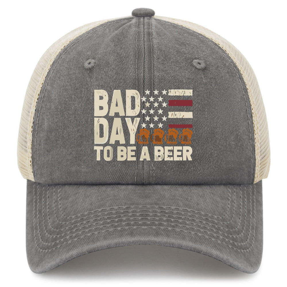 YFKFYTG Retro Bad Day to Be A Beer cap front view for casual humor