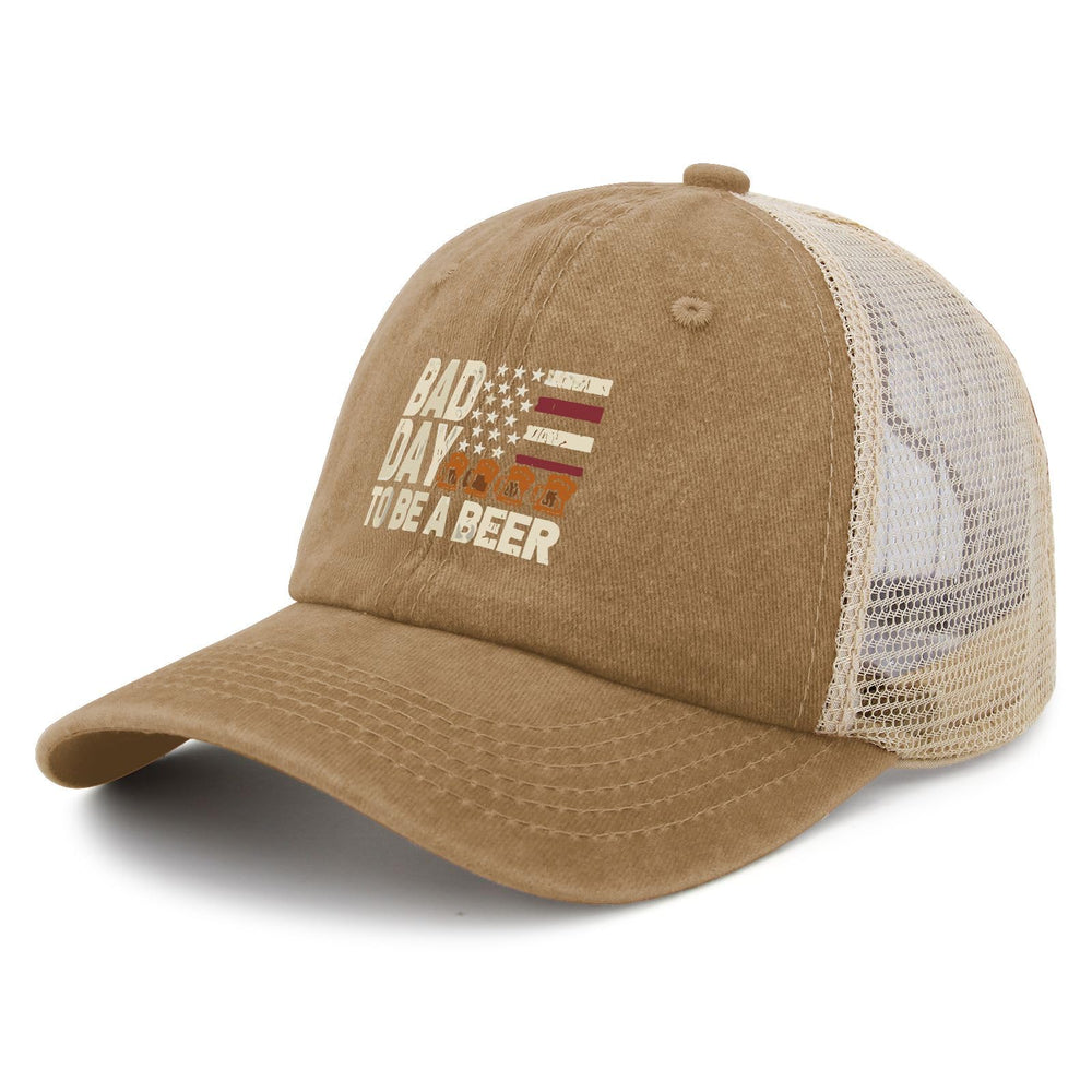 YFKFYTG beer cap side view highlights versatile everyday wear.