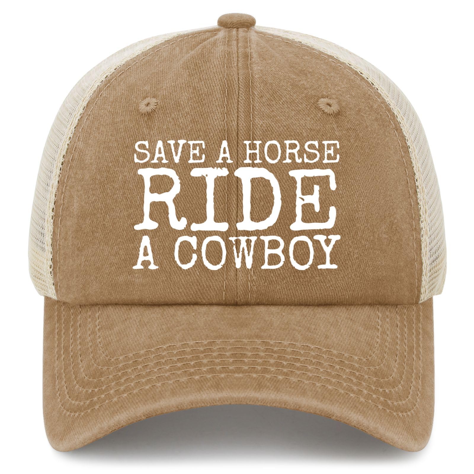 YFKFYTG Save a Horse Ride a Cowboy hat trucker cap for casual wear and gifting.