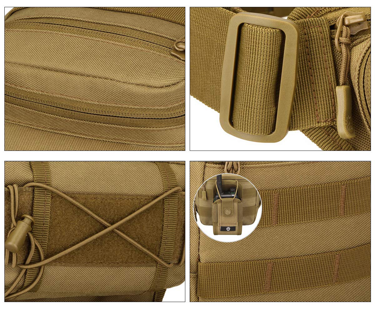 YFNT Tactical Drop Leg Bag dark camo worn with gear, ready for motorcycle rides or hikes.