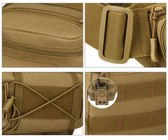 YFNT Tactical Drop Leg Bag dark camo worn with gear, ready for motorcycle rides or hikes.