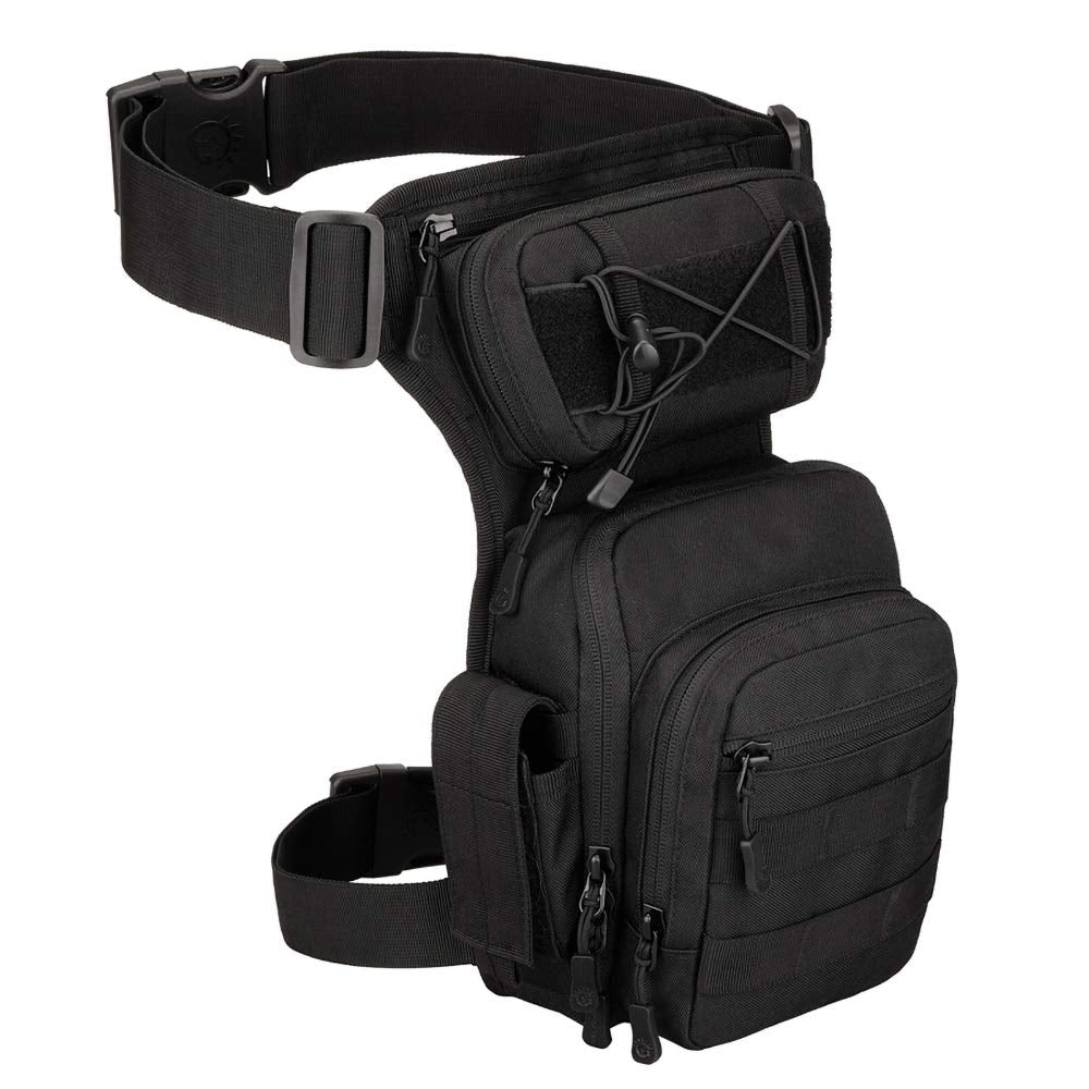 YFNT Tactical Drop Leg Bag front view showing organized pockets for quick access