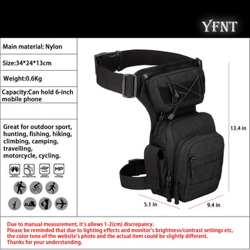 YFNT Tactical Drop Leg Bag interior pockets designed to separate camera, phone, and keys