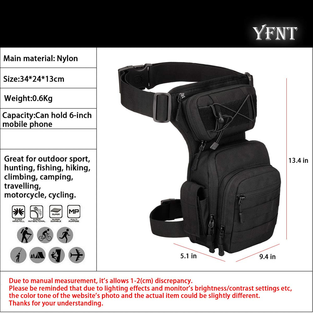 YFNT Tactical Drop Leg Bag interior pockets designed to separate camera, phone, and keys